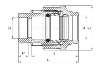 Preview: PP 16 x ½" Anschlussverschraubung mit Innengewinde